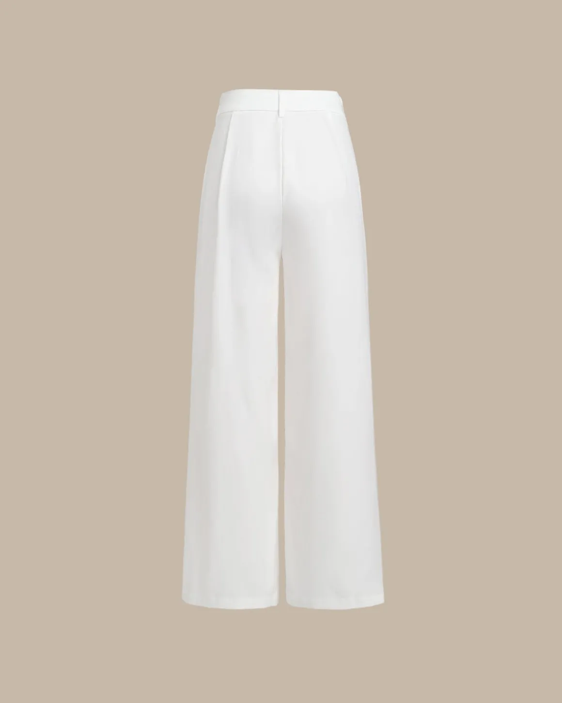 White Ruched Straight Pants