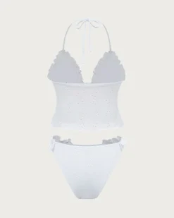 White Ruffled Tankini Swimsuit