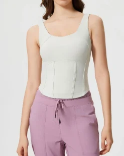 White Scoop Neck Yoga Tank Top