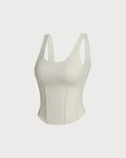White Scoop Neck Yoga Tank Top