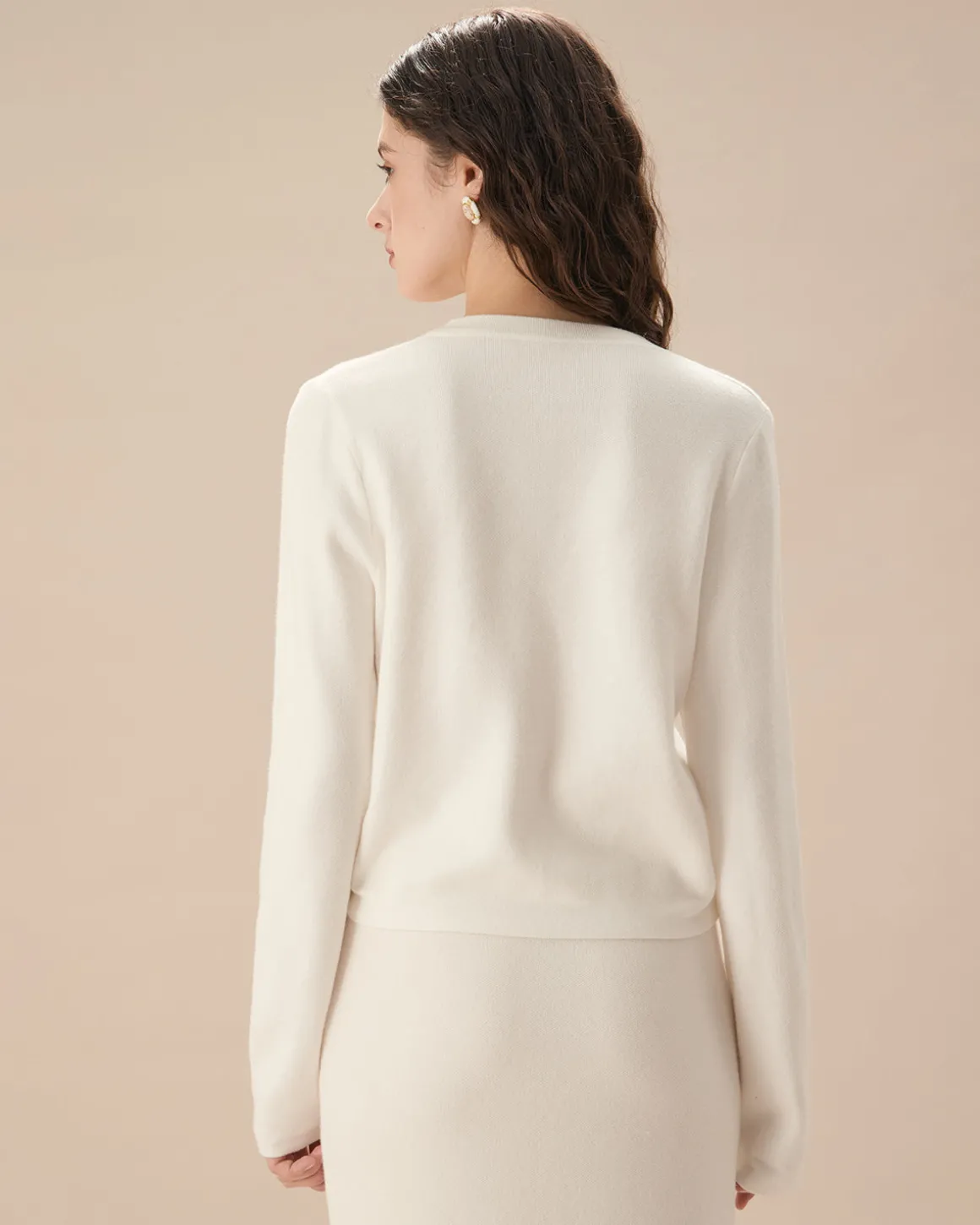 White Single Breasted Knit Cardigan