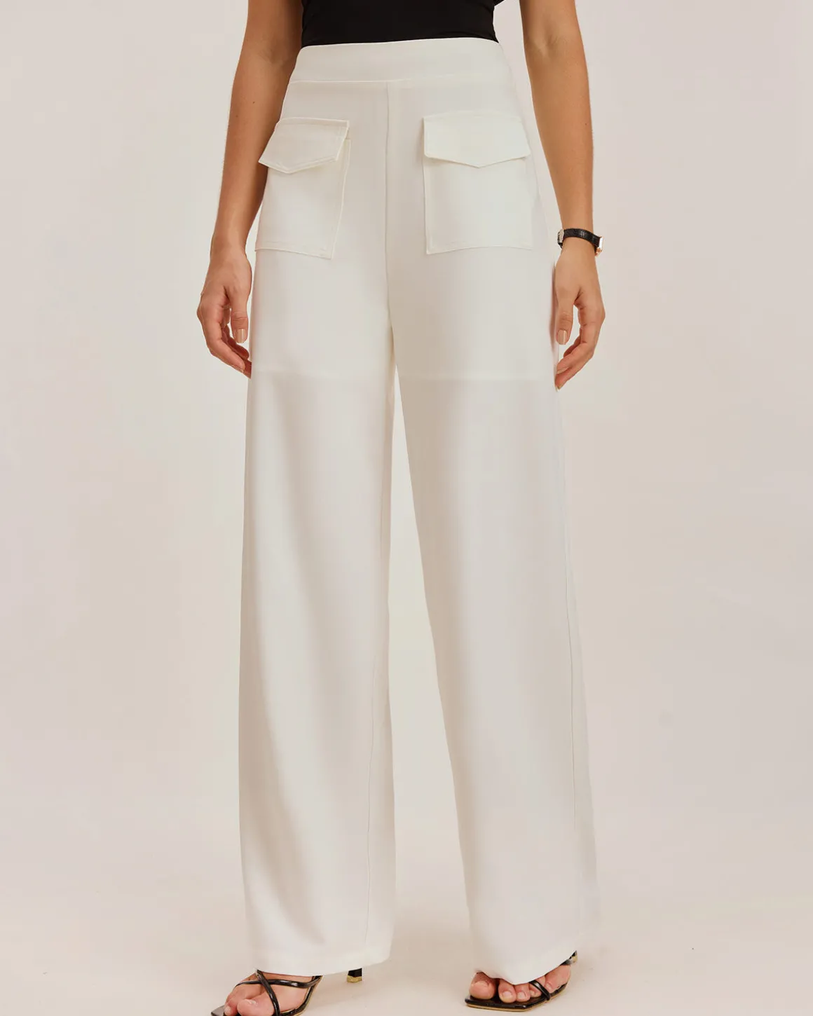 White Straight Pocket Pants