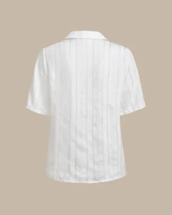 White Striped Button Blouse