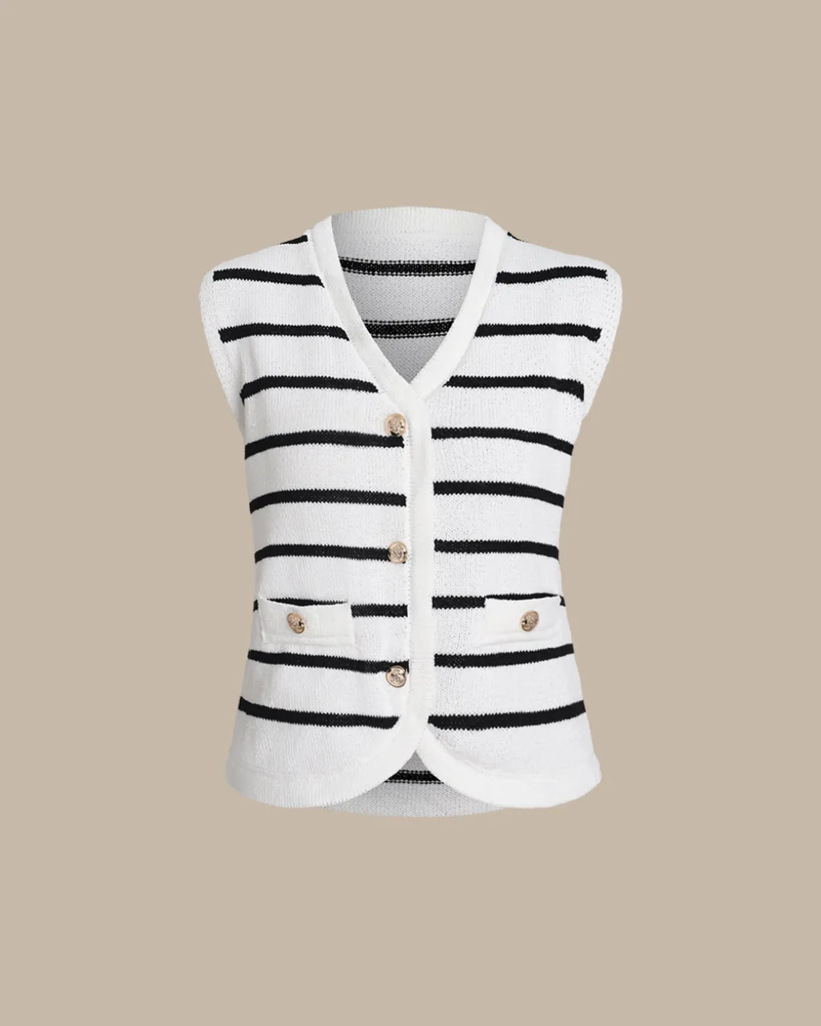 White Striped Single Breasted Vest