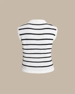 White Striped Single Breasted Vest