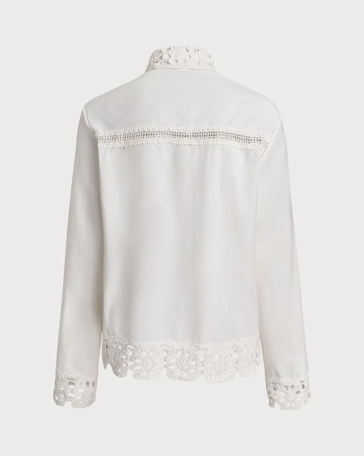 White Textured Crochet Shirt