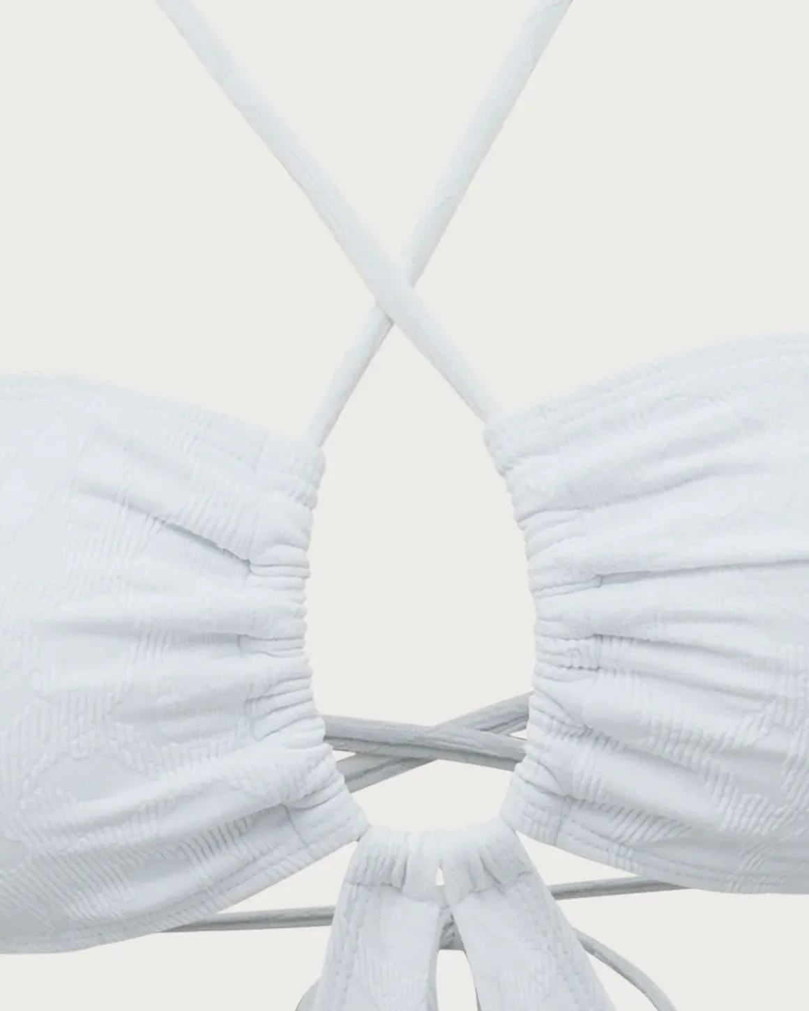 White Textured Halter One-Piece Swimsuit
