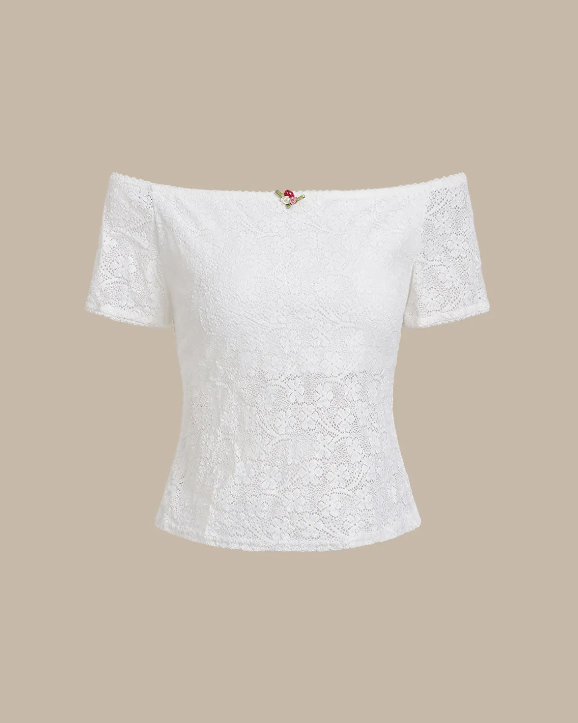 White Textured Off The Shoulder Tee