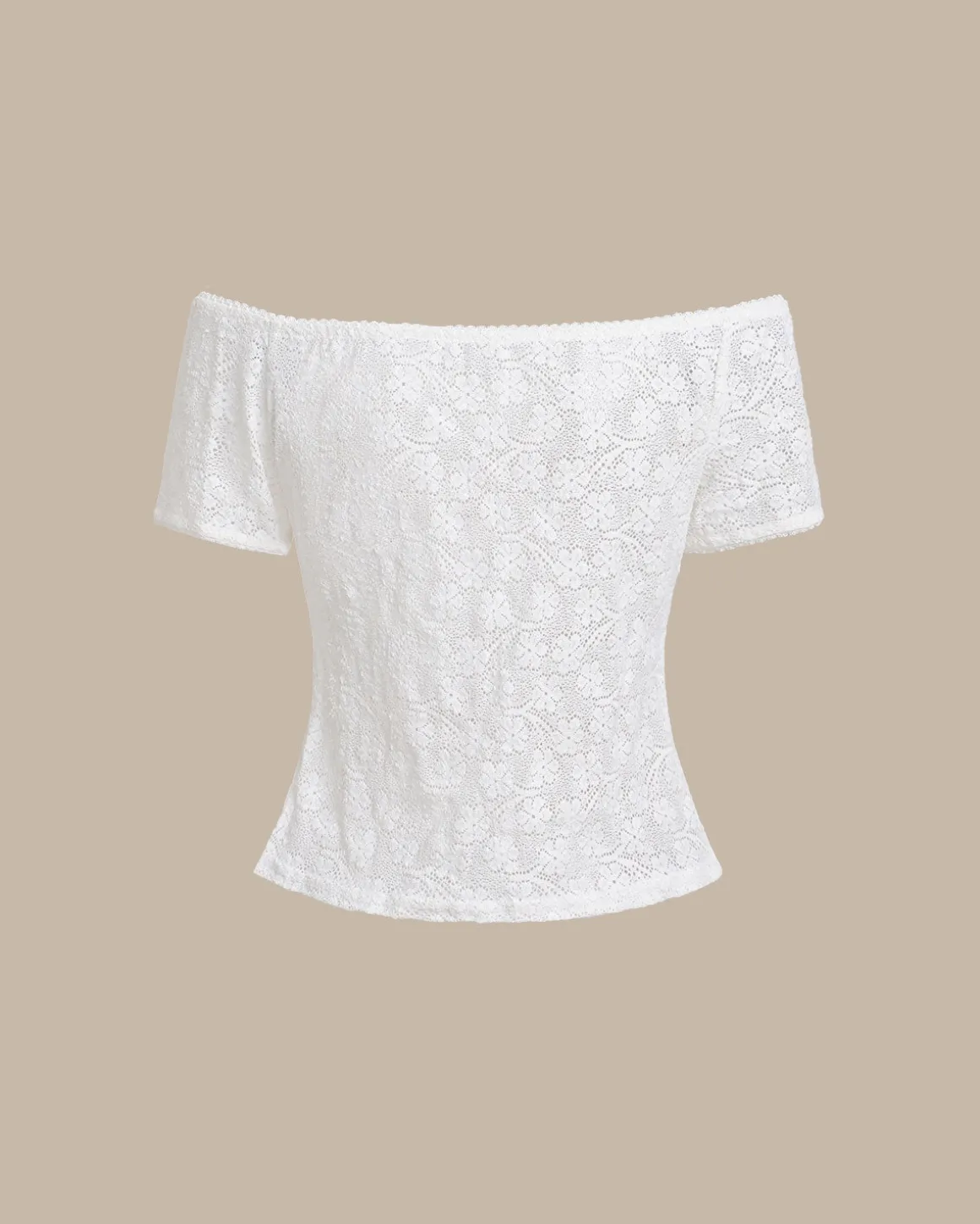 White Textured Off The Shoulder Tee