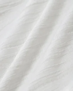 White Textured Tie Waist Shorts
