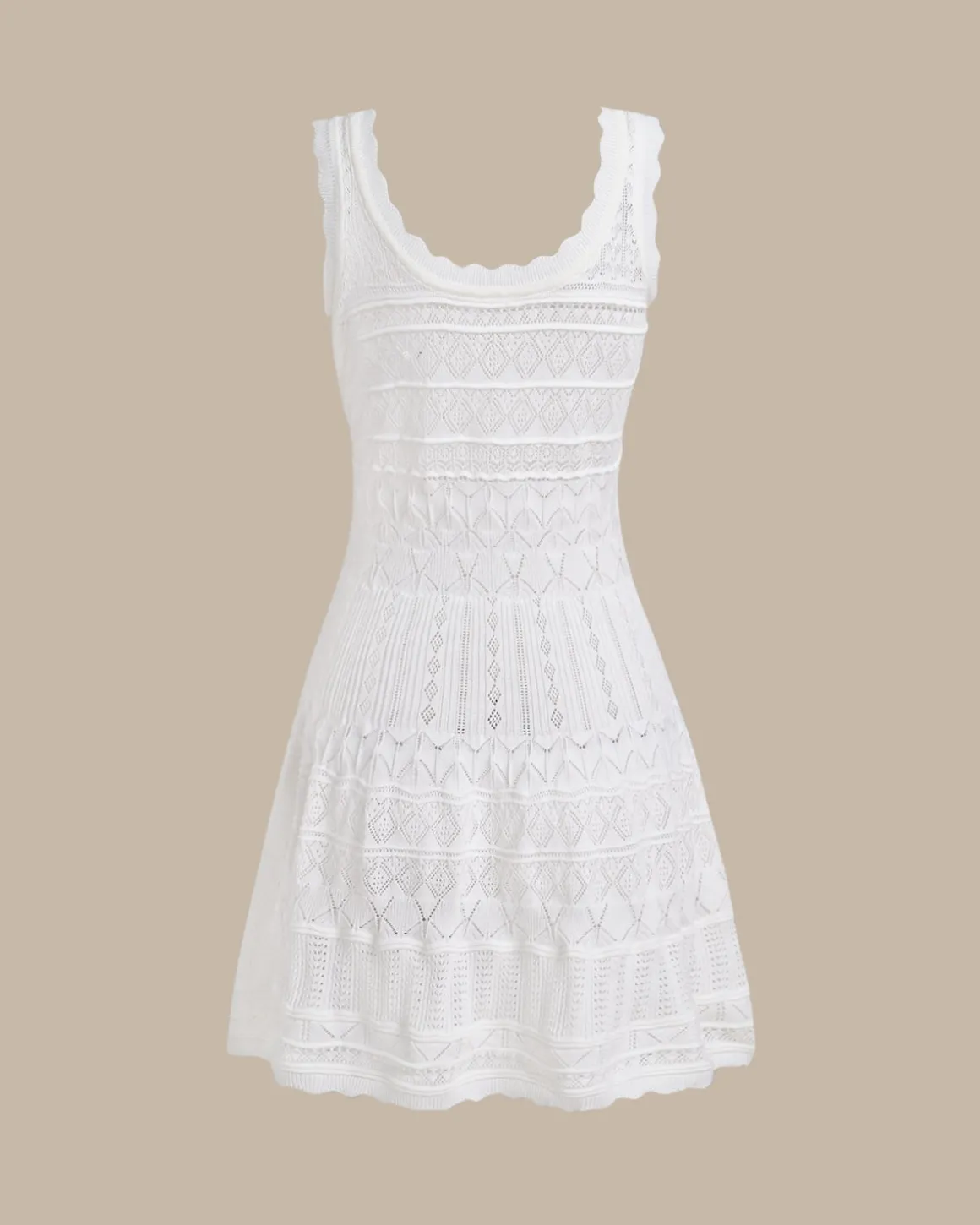 White U Neck Sleeveless Sweater Mini Dress