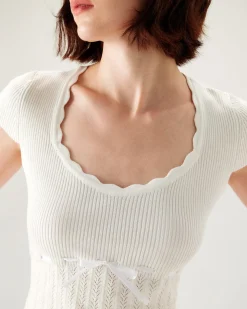 White U Neck Slim Knit Tee