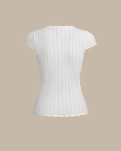 White U Neck Slim Knit Tee