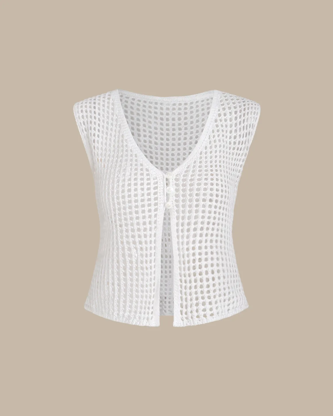 White V Neck Cut Out Tank Top
