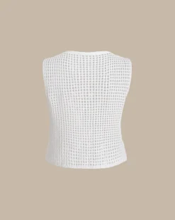 White V Neck Cut Out Tank Top