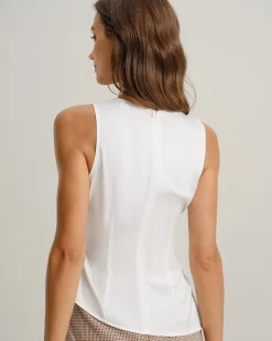White V-Neck Wrap Tank Top