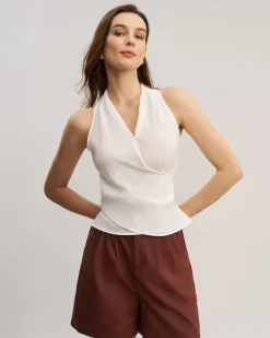 White Wrap Tie-back Vest