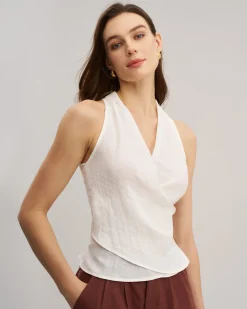White Wrap Tie-back Vest