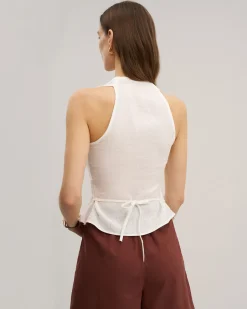 White Wrap Tie-back Vest