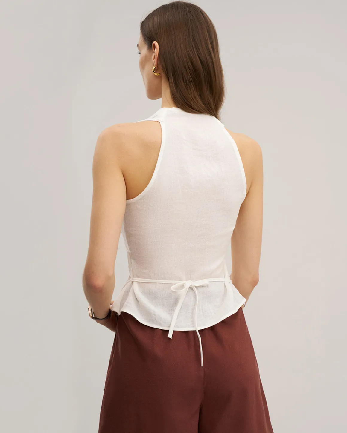 White Wrap Tie-back Vest