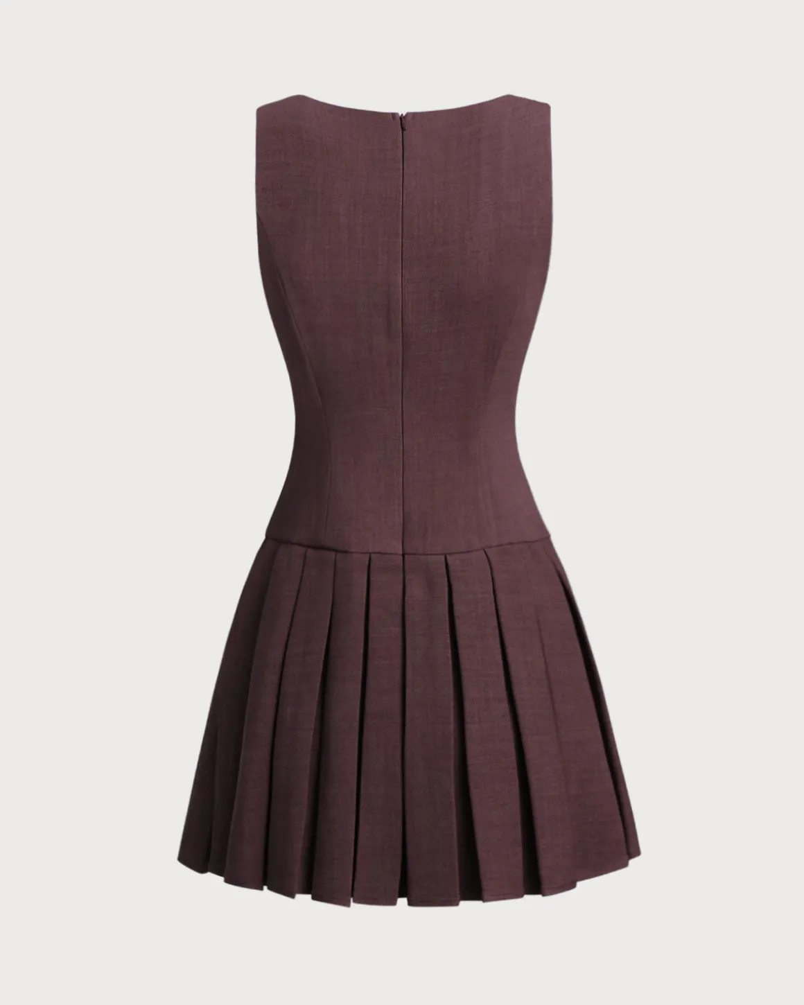 Wine Red Boat Neck Sleeveless Mini Dress