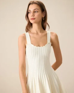 Women's Beige Knitted Sweater Dress