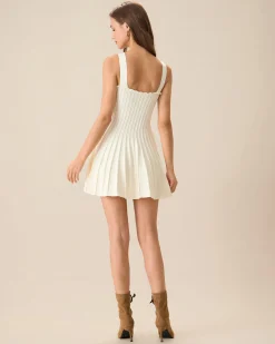 Women's Beige Knitted Sweater Dress