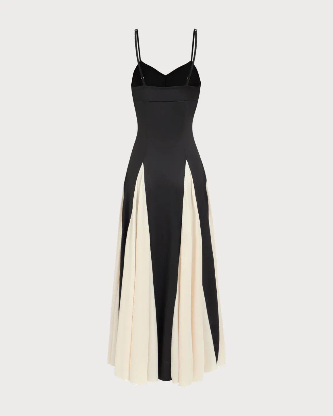 Women's Black Contrasting Pleated Slip Maxi Dress