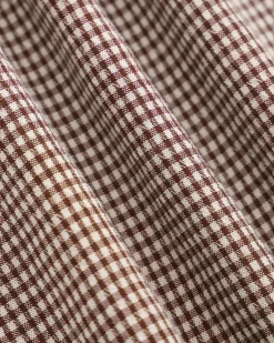 Women's Boat Neck Brown Plaid Mini Dress