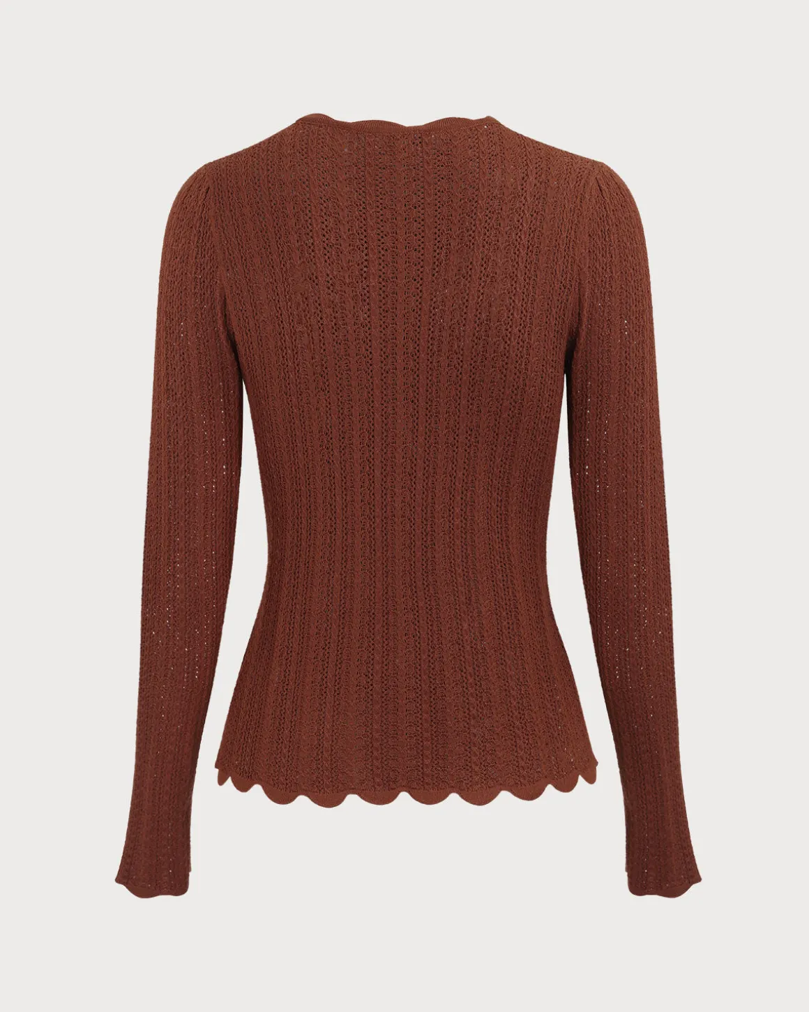 Women's Brown Round Neck Slim Sweater