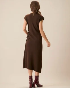 Women's Coffee Bodycon Reversible Sweater Dress