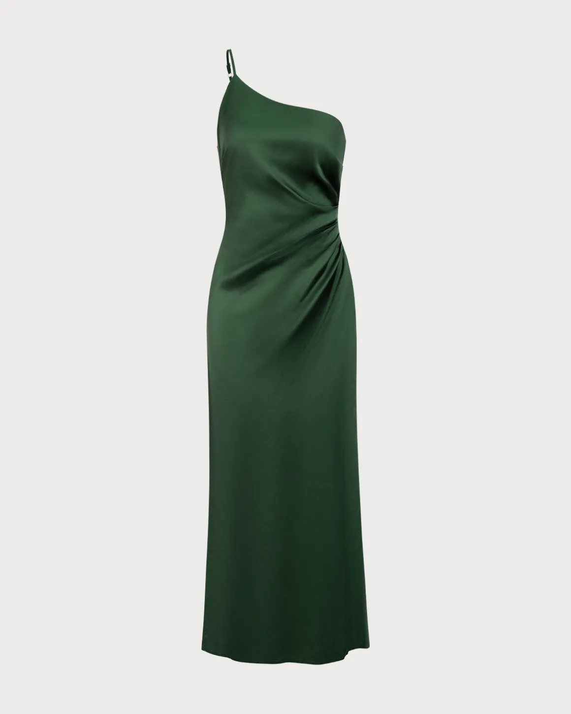 Women's Green One-shoulder Satin Maxi Dress