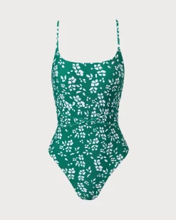 Women's Knitted Floral One-Piece Swimsuit