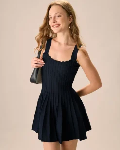 Women's Navy Knitted Sweater Dress