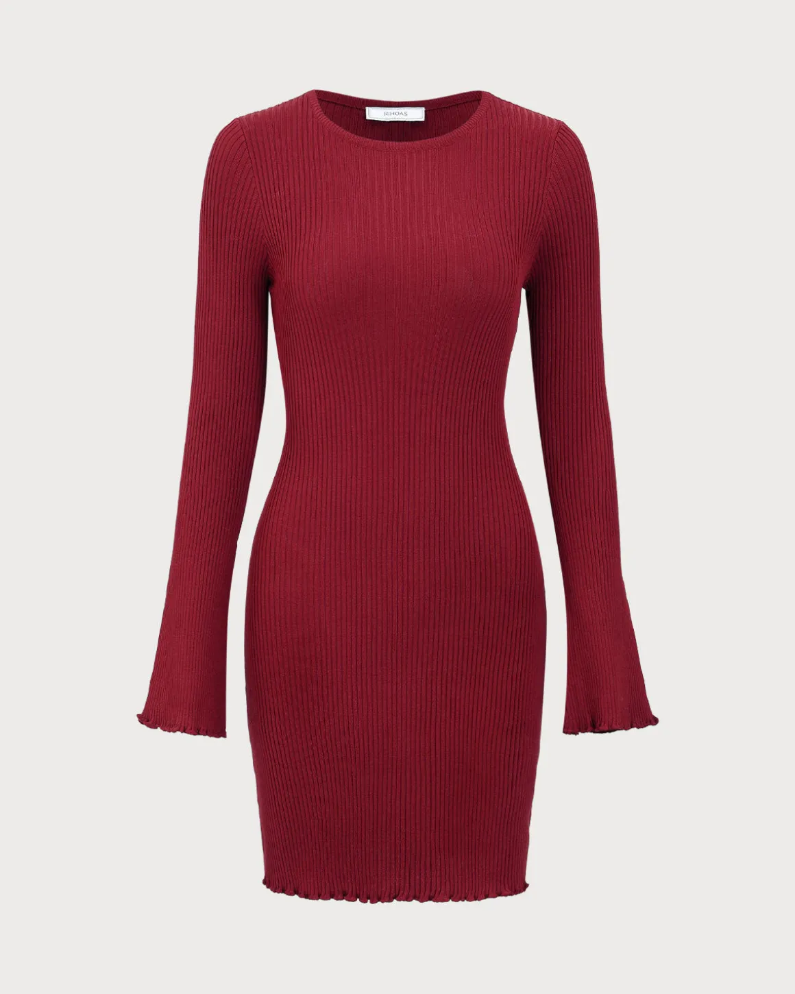 Women's Red Bell Sleeve Bodycon Sweater Dress