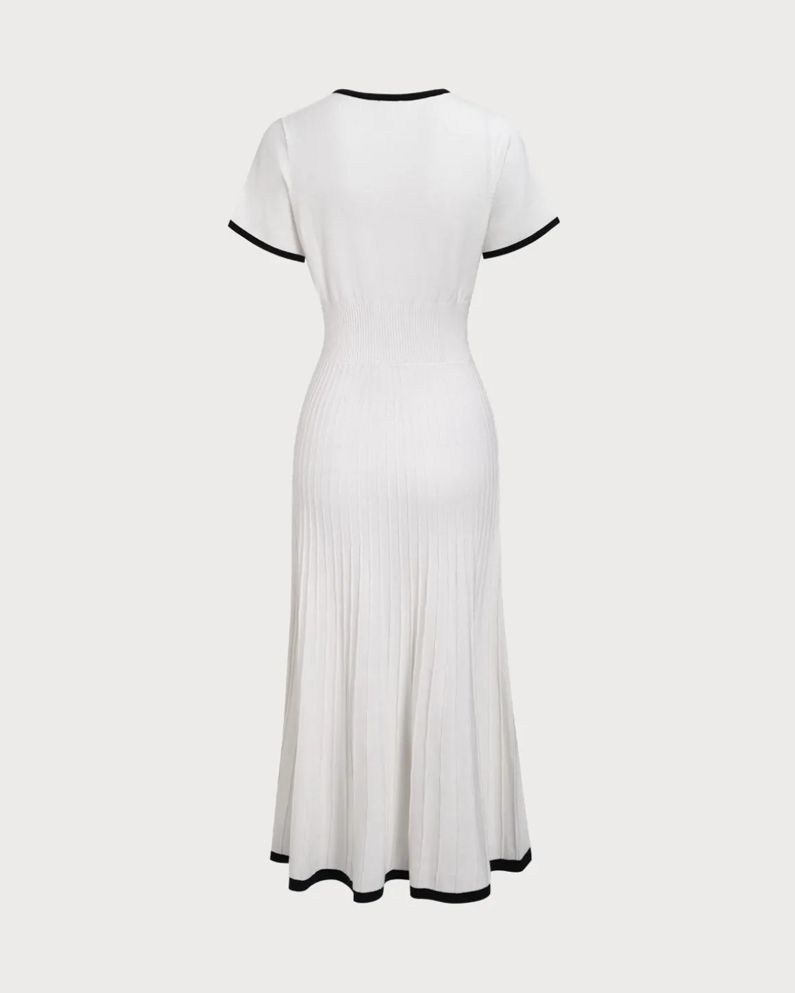 Women's White Contrasting Sweater Midi Dress
