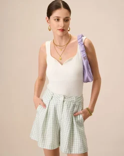 Women's White Knitted Ribbed Tank Top
