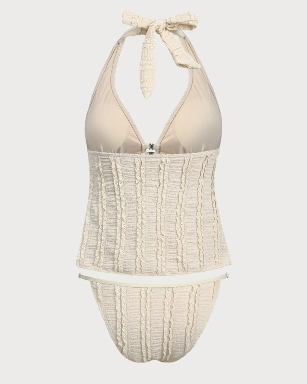 Yellow Deep V Front Button Tankini Swimsuit