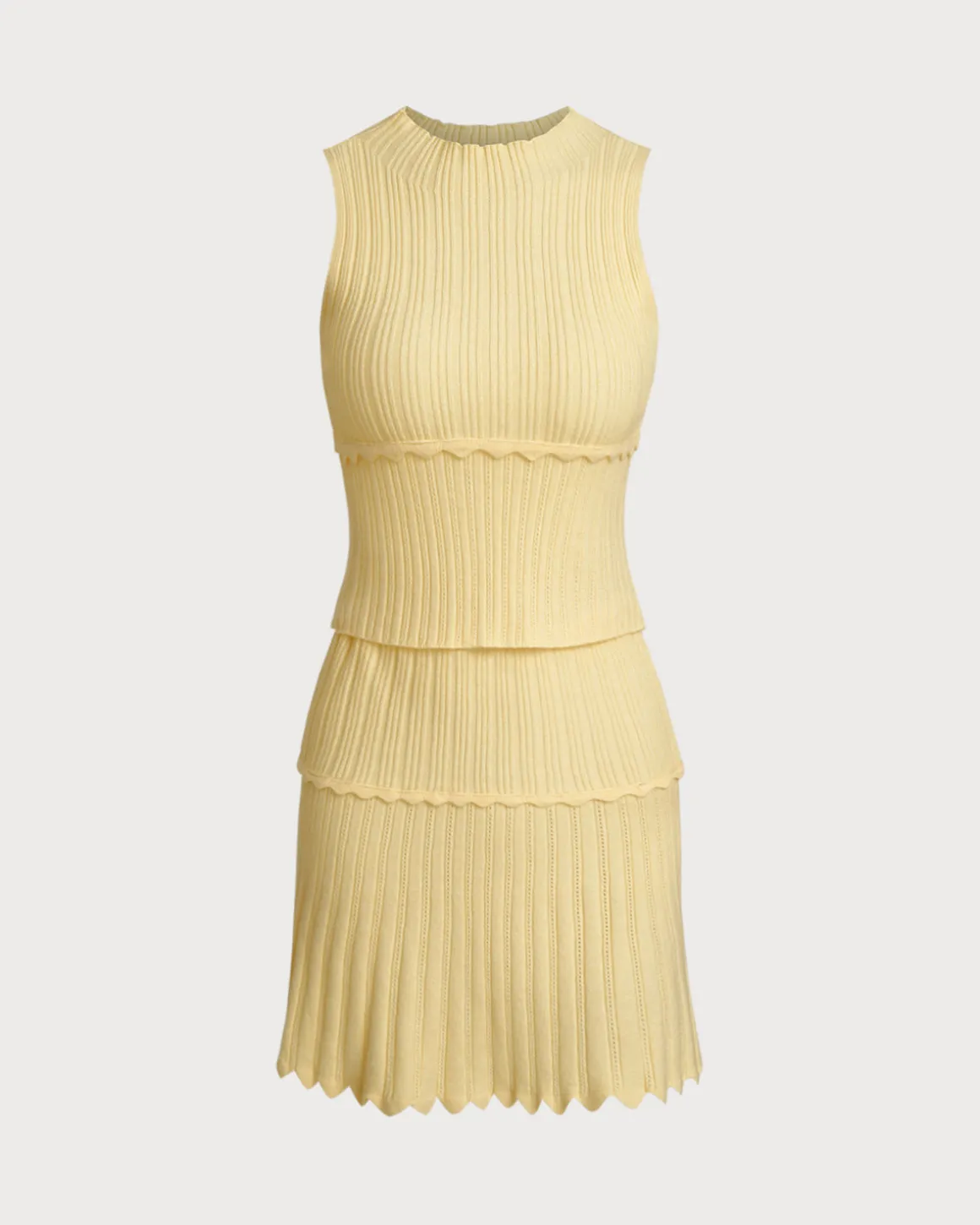Yellow Elastic Waist Skirt Two-Piece Suit