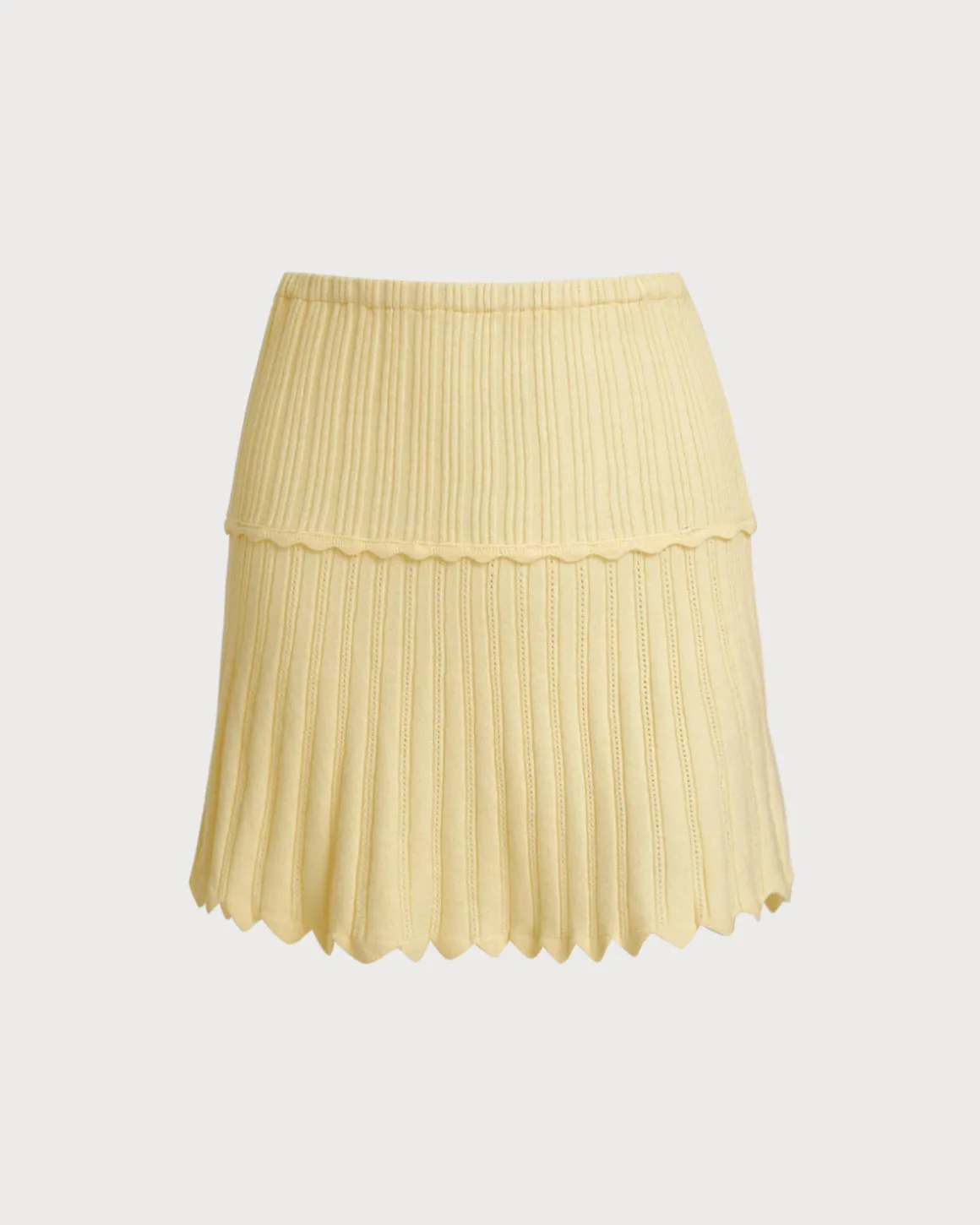 Yellow Elastic Waist Skirt Two-Piece Suit