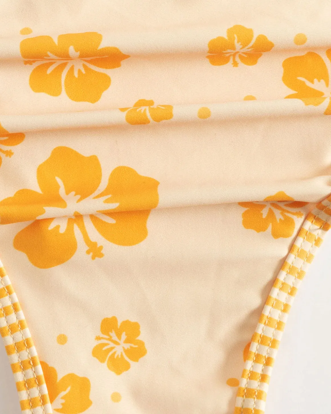 Yellow Floral Contrast Hoop Bikini Set
