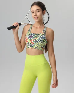 Yellow Floral Cutout Tank Top - Medium Support