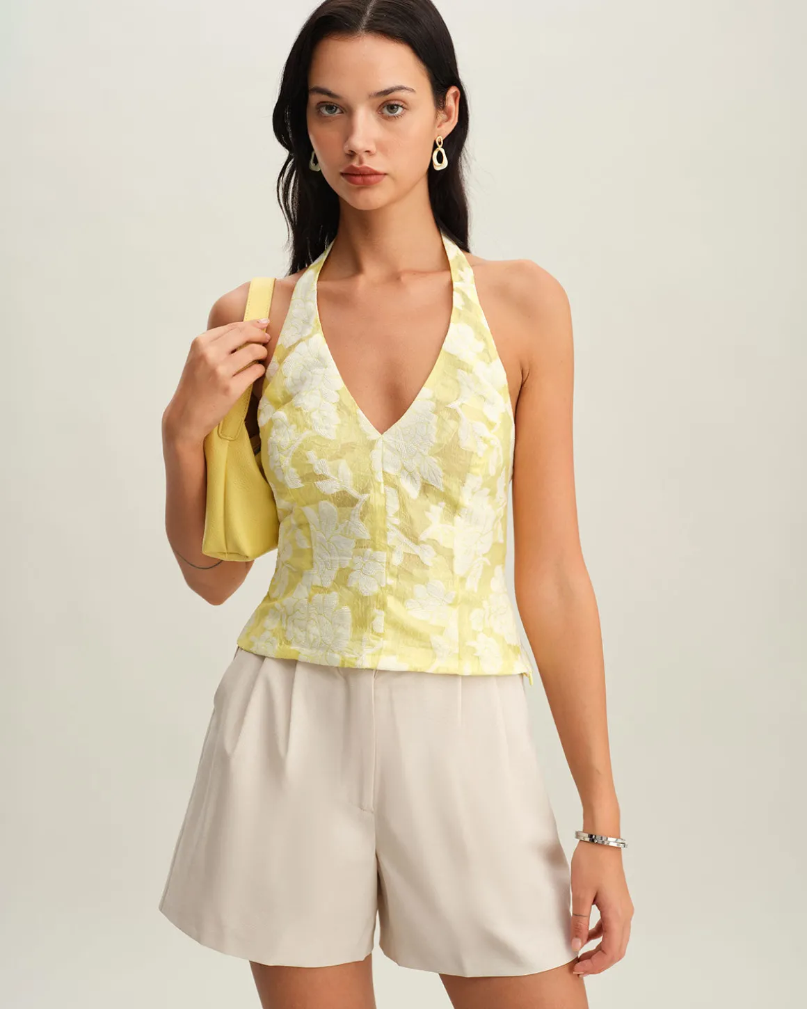 Yellow Floral Halter Top