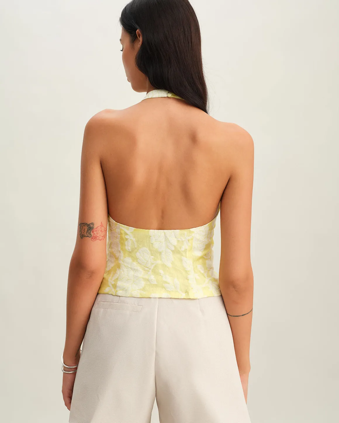 Yellow Floral Halter Top