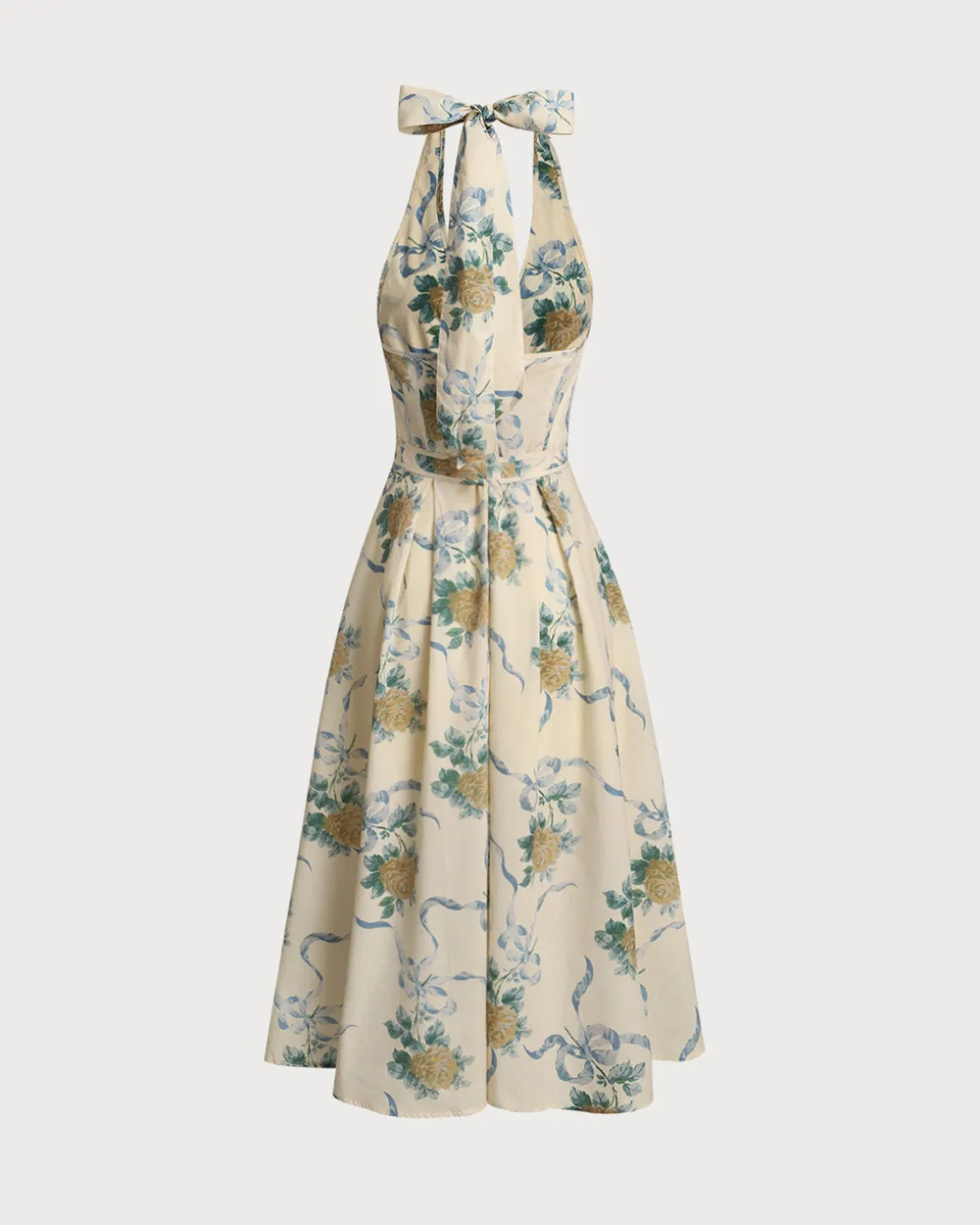 Yellow Floral Strapless Midi Dress