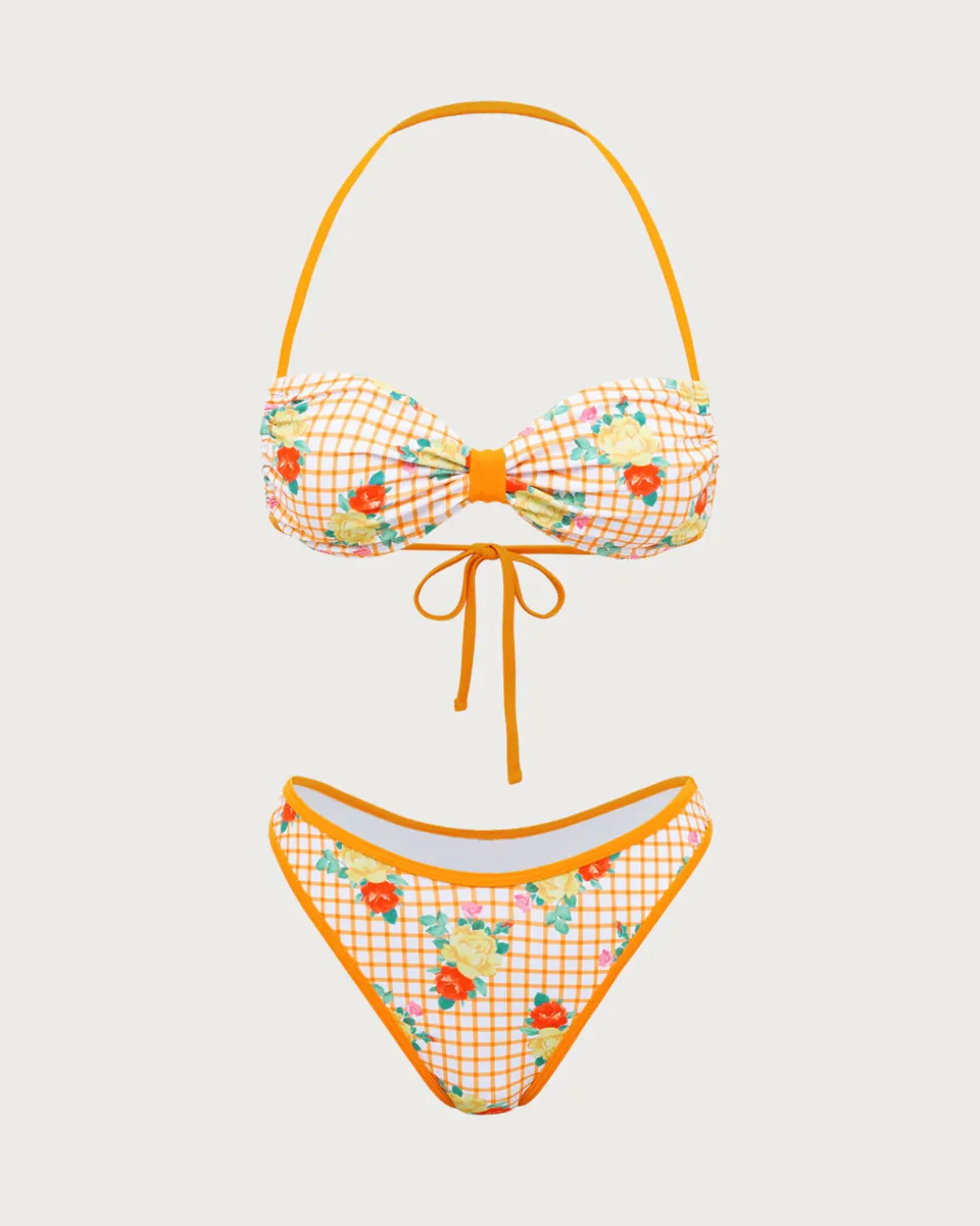 Yellow Floral Tie-Back Bikini Set