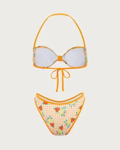 Yellow Floral Tie-Back Bikini Set