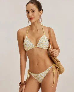 Yellow Floral Triangle Bikini Set