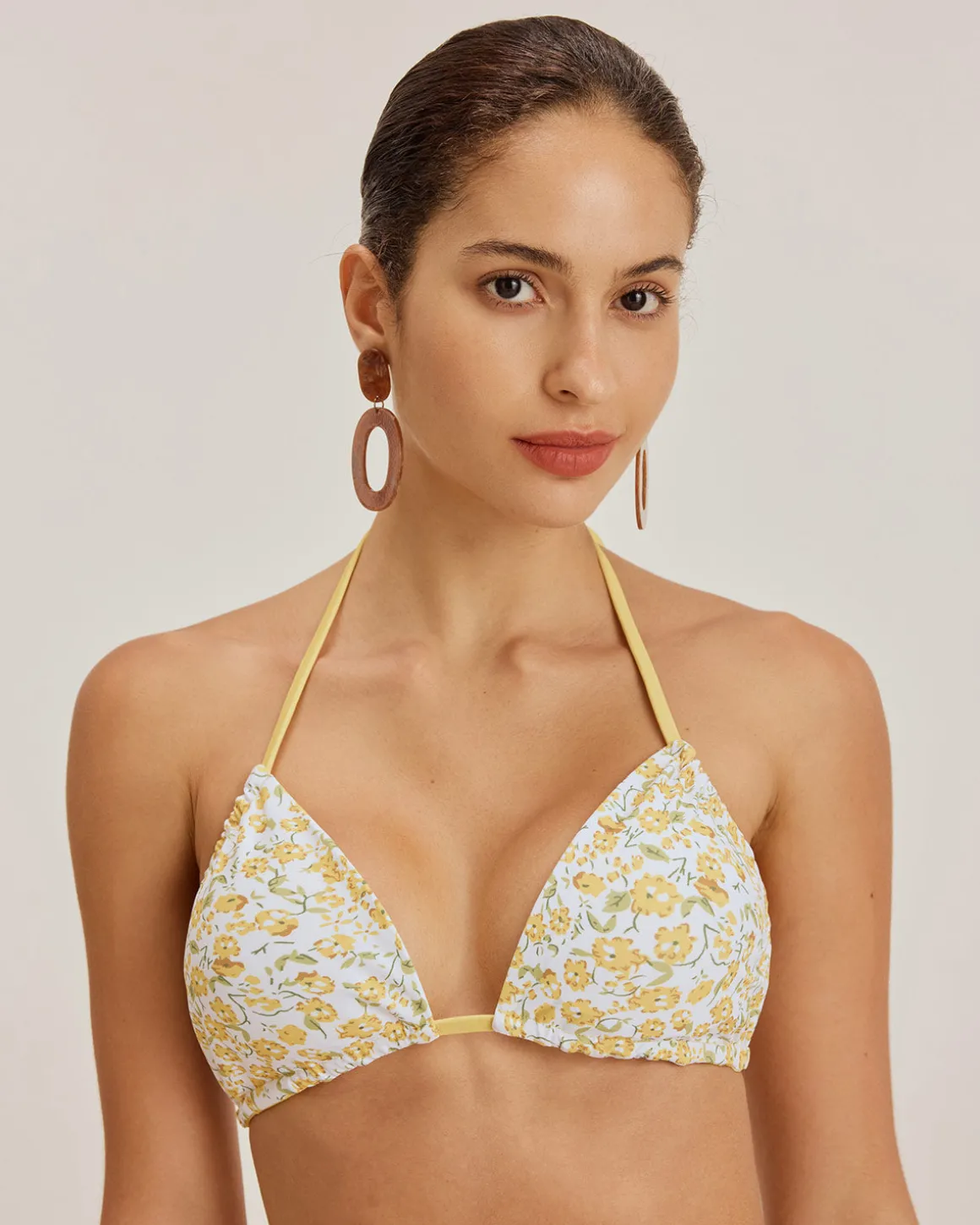 Yellow Floral Triangle Bikini Set
