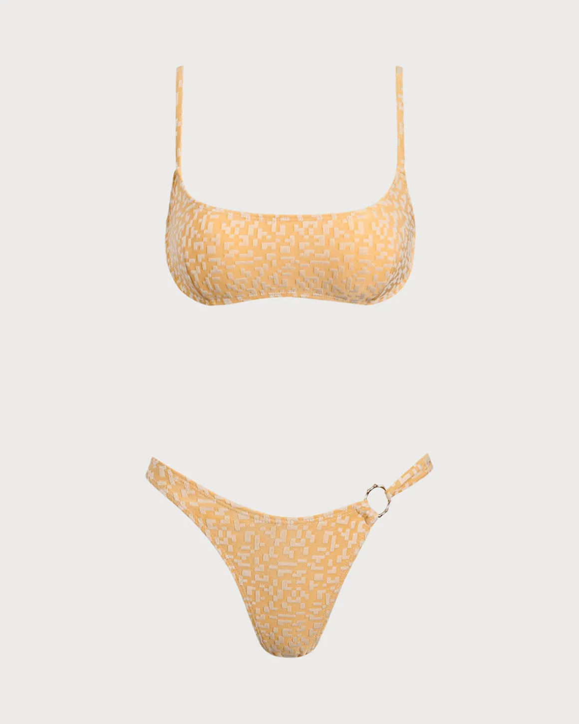 Yellow Geometric Bralette Bikini Set